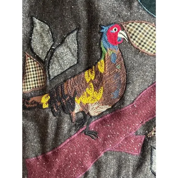 Vtg Anthropologie 6 Floreat Wool Pencil Skirt Bird Embroidered Dark Academia - Picture 2 of 13